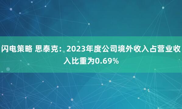 闪电策略 思泰克：2023年度公司境外收入占营业收入比重为0.69%